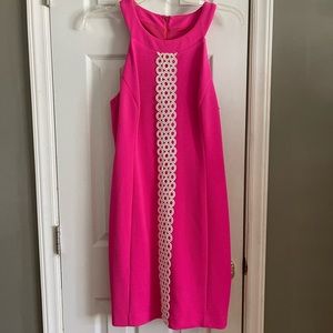 J Howard / Jessica Howard Pink Embroidered Halter Neck Sheath Dress Size 16